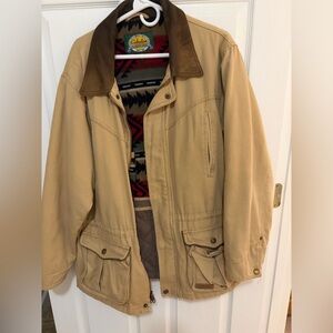 Vintage Cabela's Tan Field Jacket with Patterned Lining
